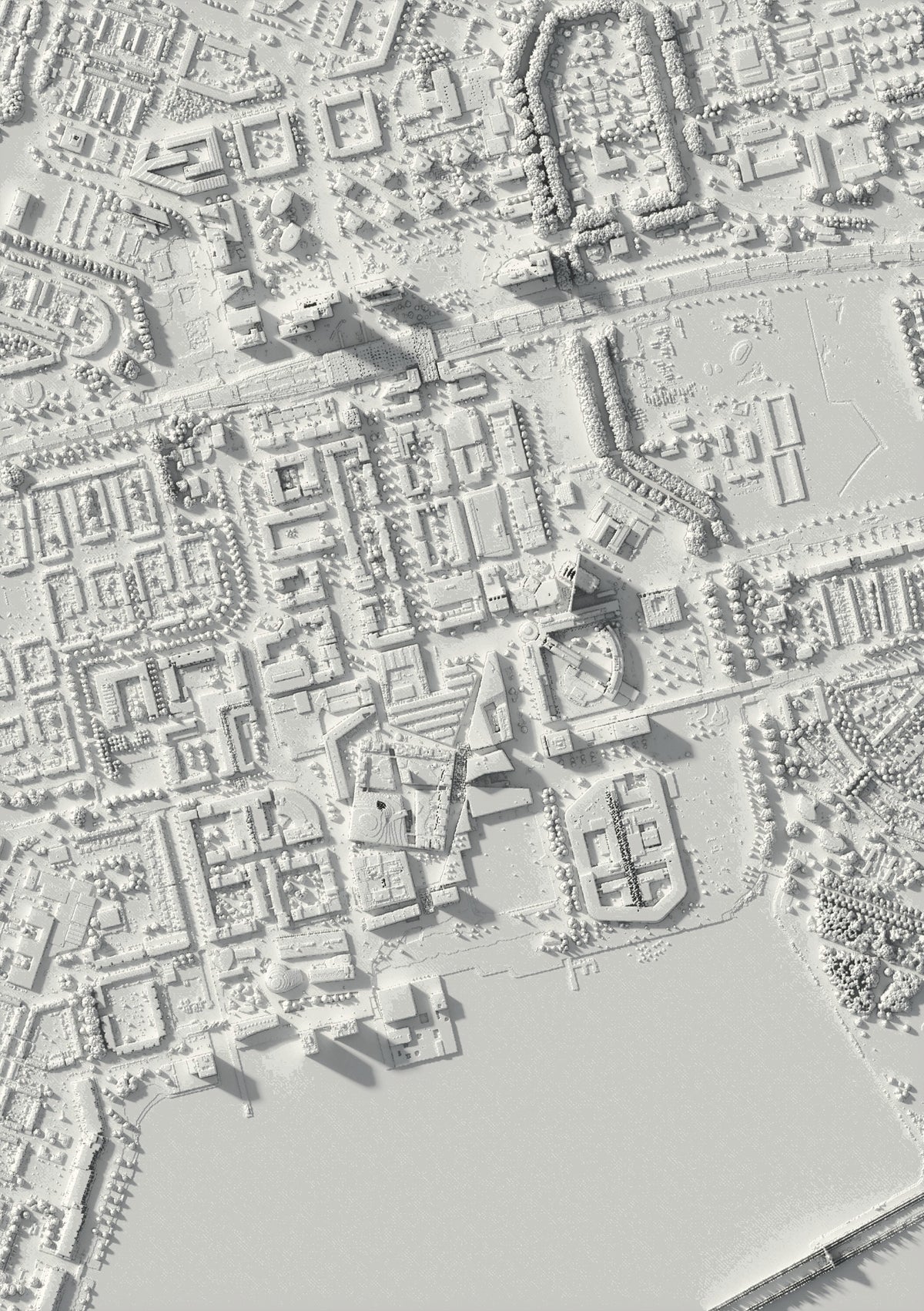 3D-Reliefkarte von Almere, von oben gesehen (3D-Rendering)