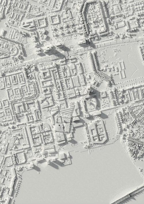 3D-Reliefkarte von Almere, von oben gesehen (3D-Rendering)