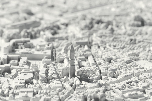 Nahaufnahme der 3D-gedruckten Karte von Amersfoort, mit sichtbaren Druckschichten (3D-Rendering)