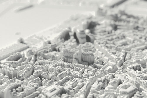 Nahaufnahme der 3D-gedruckten Karte von Antwerpen, mit sichtbaren Druckschichten (3D-Rendering)