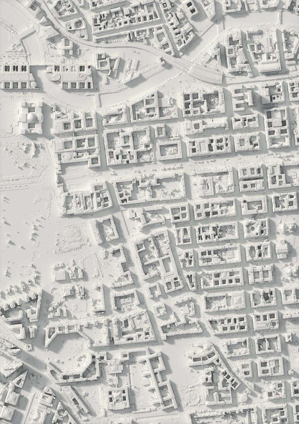 3D-Reliefkarte von Berlijn, von oben gesehen (3D-Rendering)