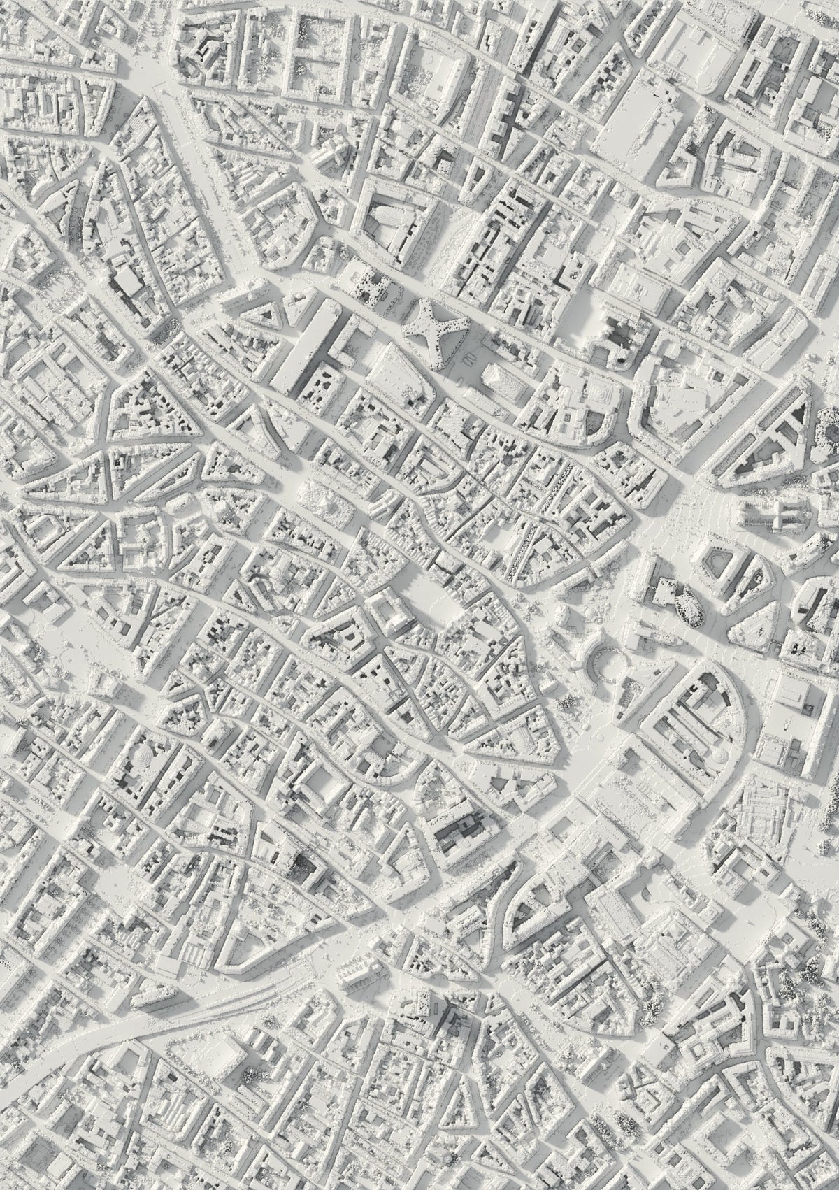 3D-Reliefkarte von Brussel, von oben gesehen (3D-Rendering)