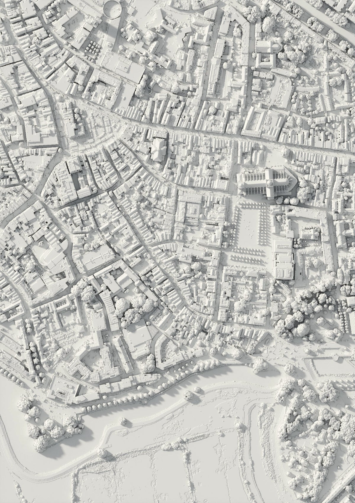 3D relief map of Den Bosch, seen from above (3D render)
