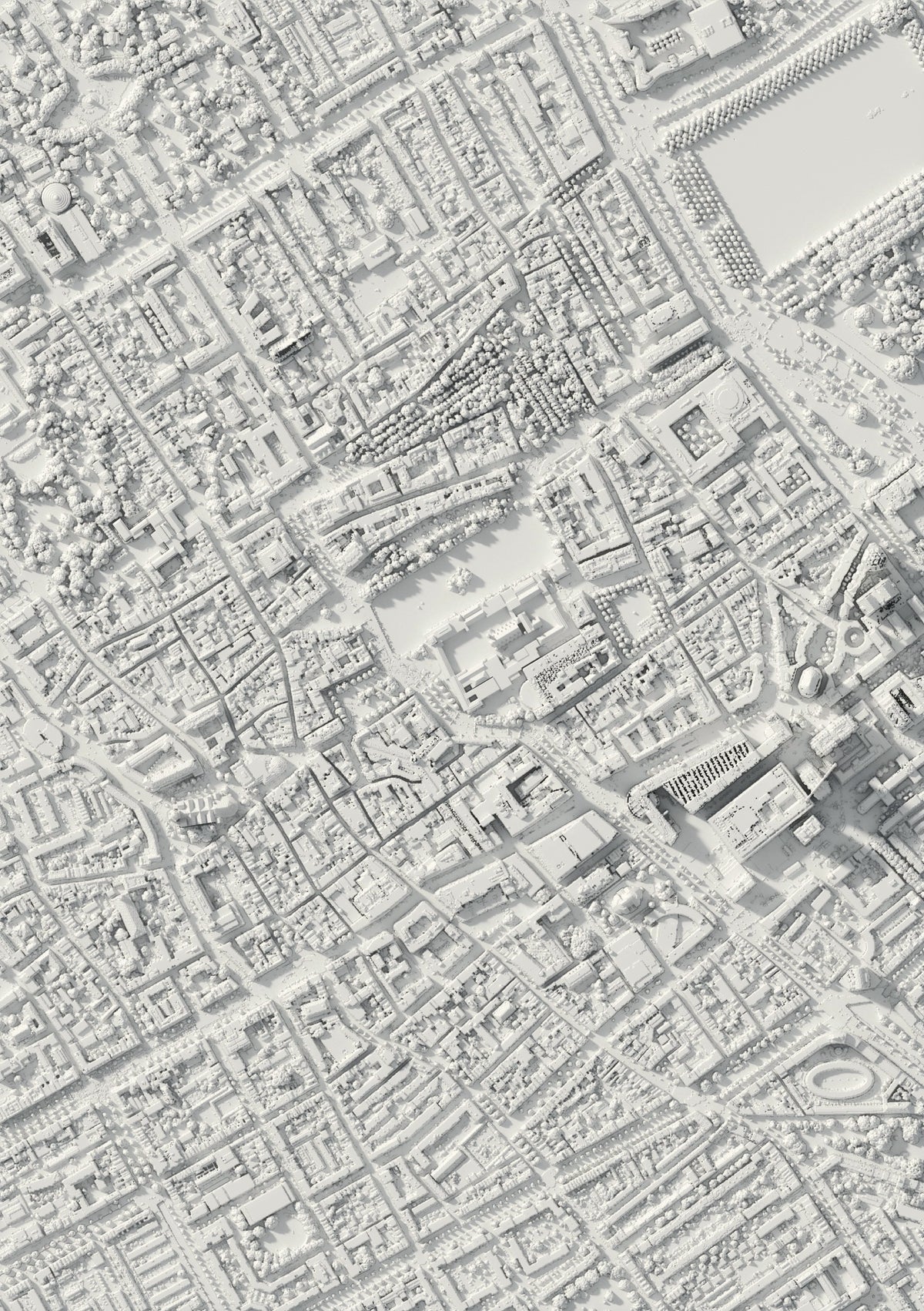3D-Reliefkarte von Den Haag, von oben gesehen (3D-Rendering)