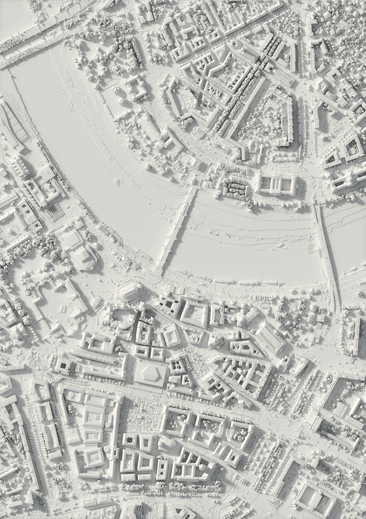 3D relief map of Dresden, seen from above (3D render)