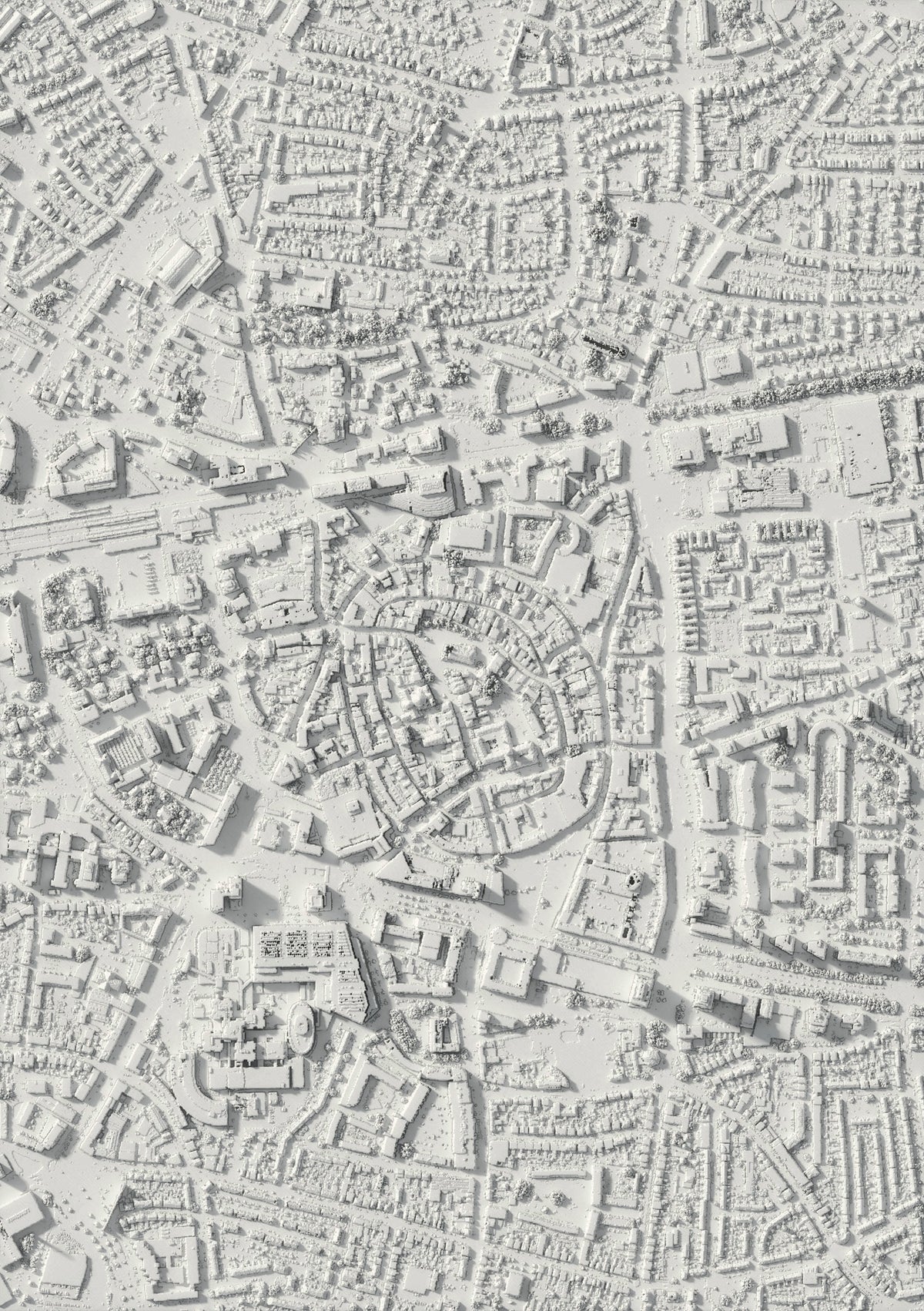 3D-Reliefkarte von Enschede, von oben gesehen (3D-Rendering)