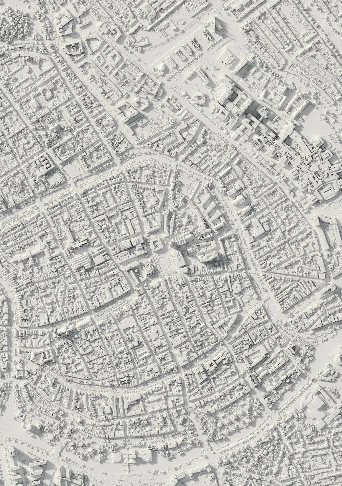 3D-Reliefkarte von Groningen, von oben gesehen (3D-Rendering)