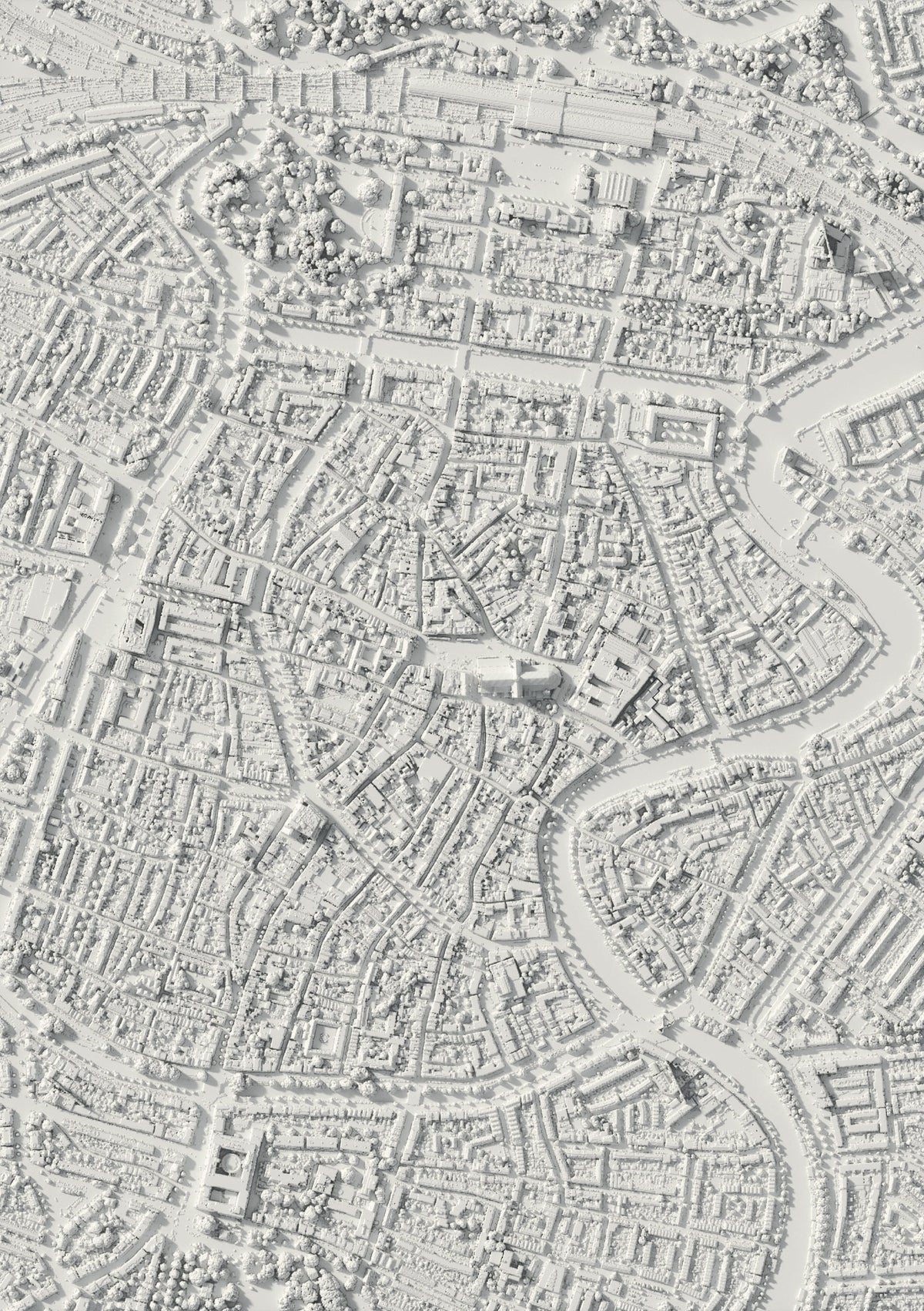 3D-Reliefkarte von Haarlem, von oben gesehen (3D-Rendering)