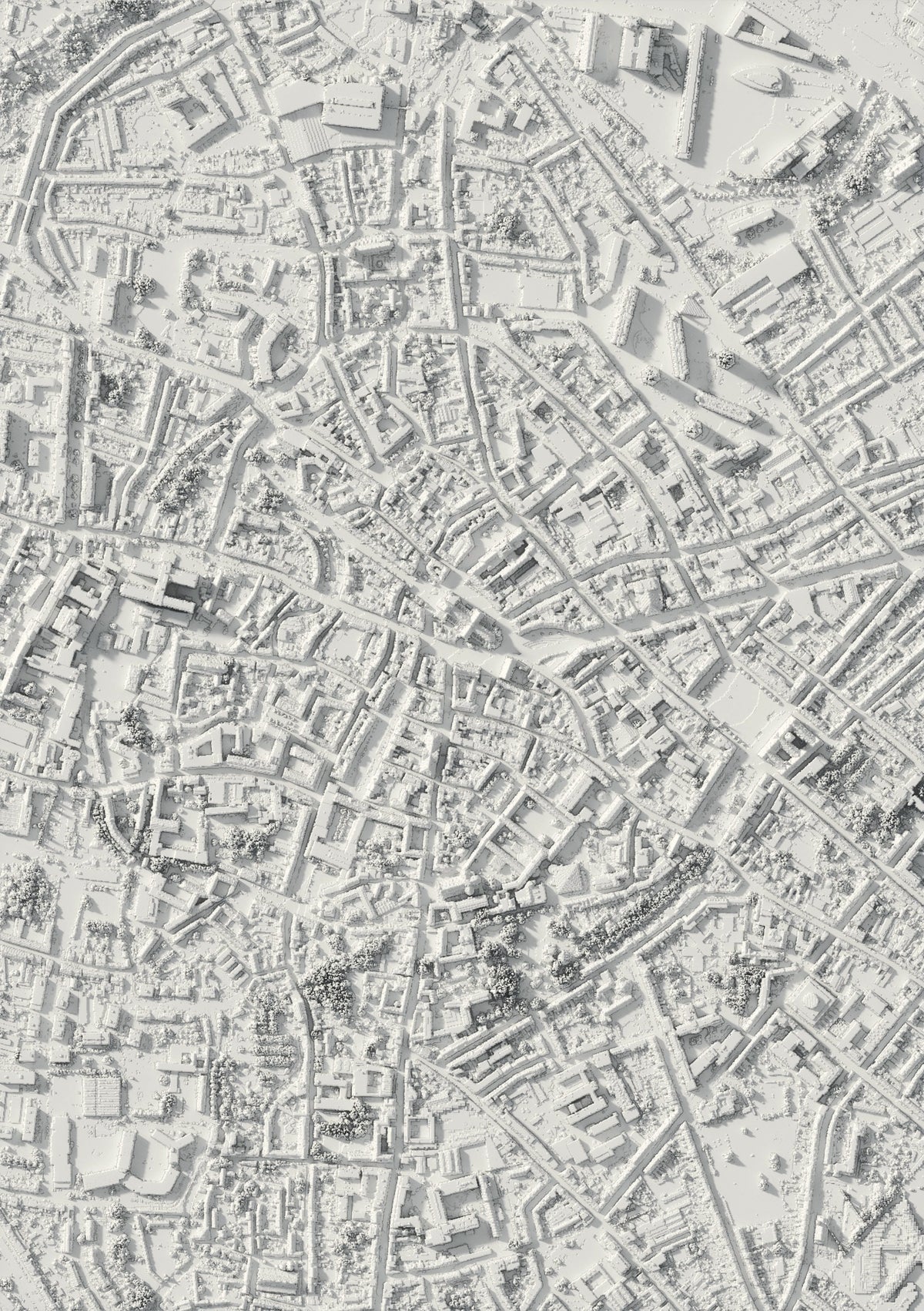 3D-Reliefkarte von Leuven, von oben gesehen (3D-Rendering)