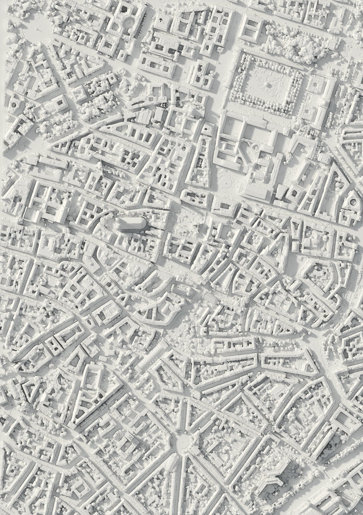 3D-Reliefkarte von München, von oben gesehen (3D-Rendering)
