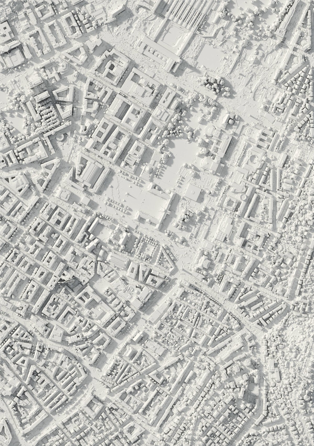3D relief map of Stuttgart, seen from above (3D render)