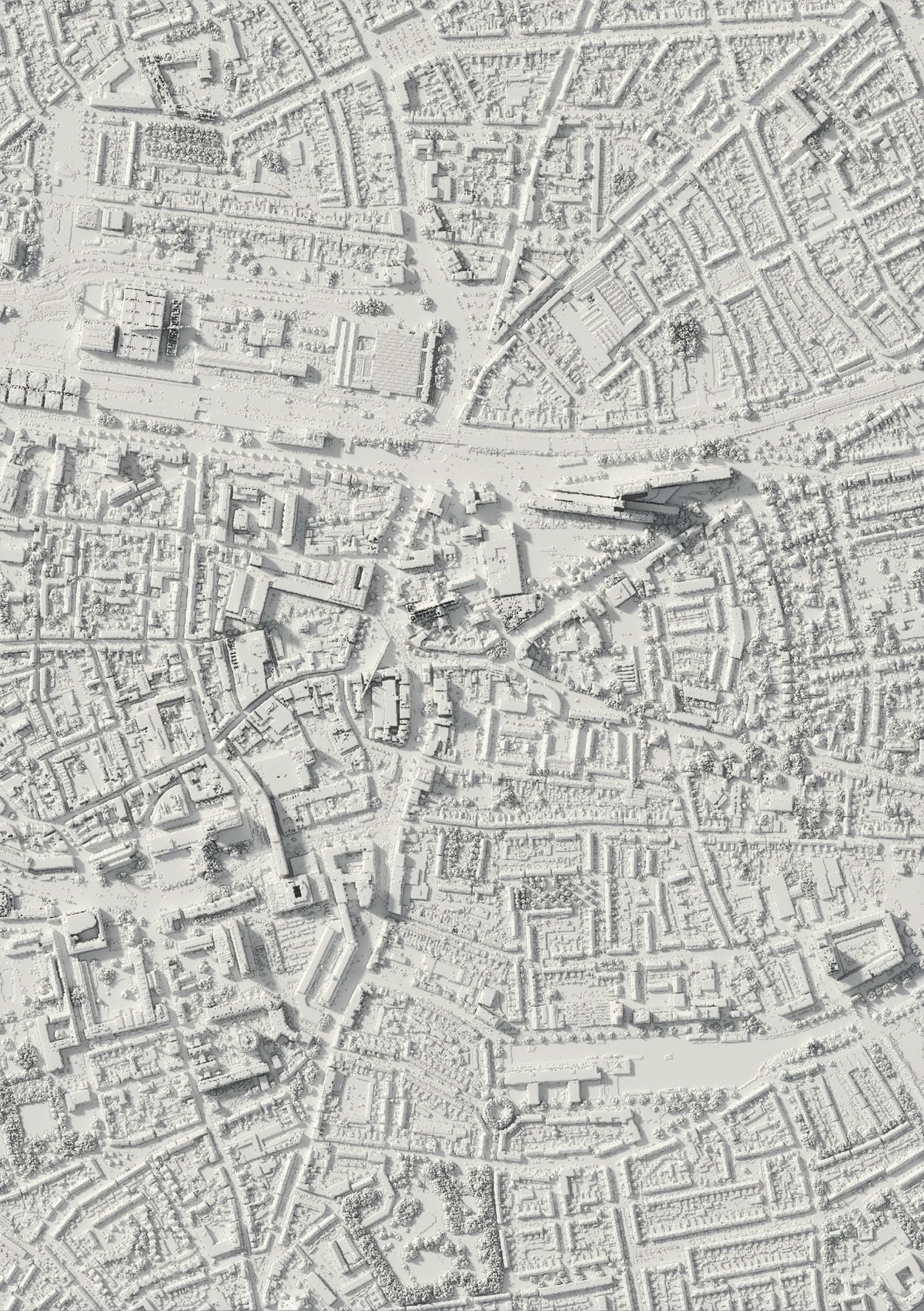 3D-Reliefkarte von Tilburg, von oben gesehen (3D-Rendering)