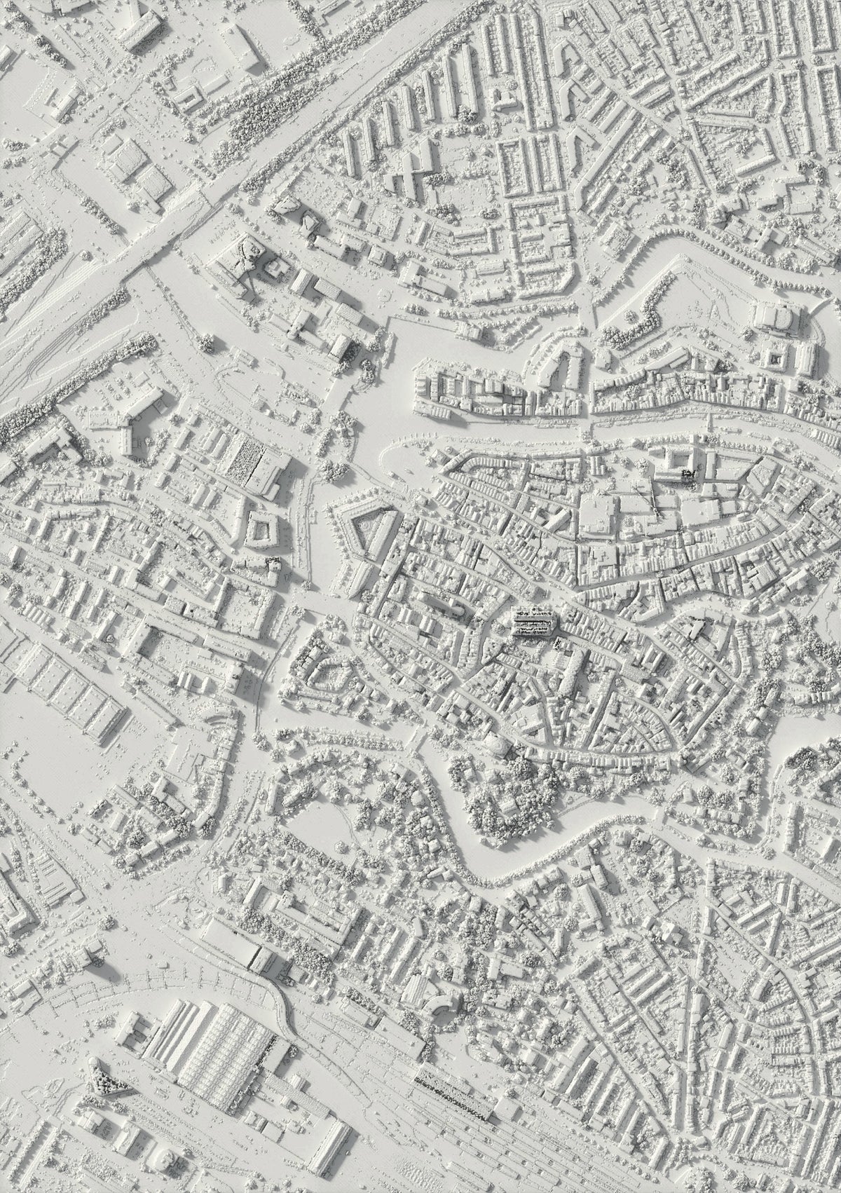 3D-Reliefkarte von Zwolle, von oben gesehen (3D-Rendering)